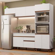 Armário de Cozinha Completa 260cm Branco Reims Madesa 08, Branco