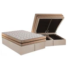 Conjunto Box Baú King: Colchão Espuma Paropas Molas Ensacadas Basic + Base Crc Suede Clean (193x203)