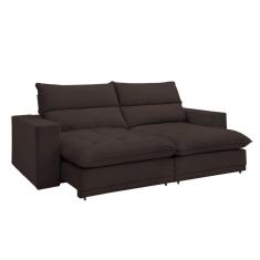 Sofá Retrátil E Reclinável Martinho Veludo Marrom 2,30m