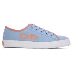 Tênis Coca Cola Newpoart Canvas Powder Azul e Pessego - Feminino-Feminino