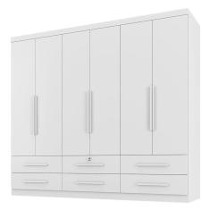 Guarda Roupa Casal Maximus Plus 6 Portas 6 Gavetas MDP Branco Zanzini Móveis