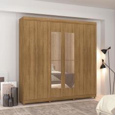 Guarda Roupa Casal Audi Nature 6 Portas 2 Gavetas MDP com Espelho Nature Vila Rica