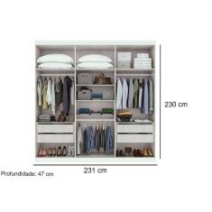 Guarda Roupa Casal Alonzo New 6 Portas de Abrir 4 Gavetas 100% MDF Amêndoa Lopas