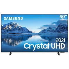 Smart TV 50" Crystal UHD 4K Samsung 50AU8000, Painel Dynamic Crystal Color, Design slim, Tela sem limites, Visual Livre de Cabos