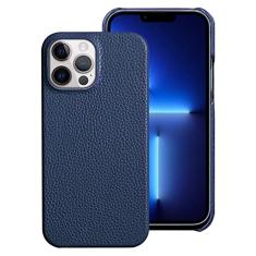 Capa de telefone de couro genuíno para iphone 14 13 Pro Max 12 13 mini 12 pro max 11 XR XS MAX 8 plus Capa traseira luxuosa, azul, para iPhone 11Pro Max