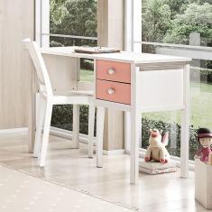 Escrivaninha Infantil Club House Sweet com 2 Gavetas Branco/Rosa - Casatema