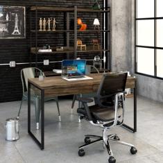 Mesa para Escritório 135cm 2 Gavetas Kuadra Compace Carvalho Dark