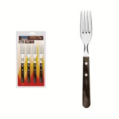 Conjunto De Garfos Jumbo Para Churrasco Em Aço Inox Com Cabo Castanho Polywood 4 Peças