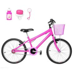 Bicicleta Infantil Feminina Aro 20 Natural+Kit Passeio Pink
