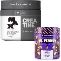 Creatina Max titanium 300g Pura + Pasta Amendoim Dr Peanut, Avelã
