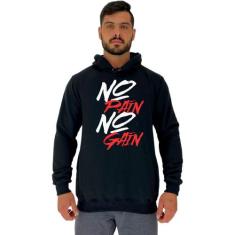 Blusa Moletom Tradicional Com Touca MXD Conceito No Pain No Gain, G, M