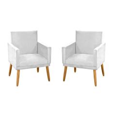kit 2 Poltronas Nina Decorativas sintético branco Rodapé-Maitê Moda Ca