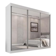 Guarda Roupa Casal 100% Mdf 3 Portas De Correr Com 3 Espelhos 6 Gavetas Fênix - Mais Móveis Neve