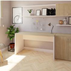 Mesa Reta Corp 25mm 135cm Bramov Móveis Branco/carvalho Mel