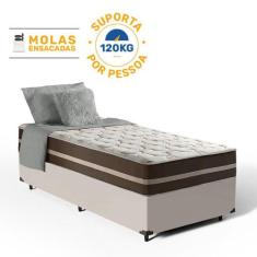 Cama Box com Colchão de Molas Ensacadas Classic Solteiro 78 cm - Lucas