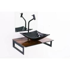 Gabinete de vidro 50cm para banheiro chipre madeira nogueira - EKASA