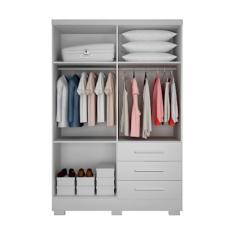 Guarda Roupa Agata 4 Portas 3 Gavetas Com 6 Pés Branco
