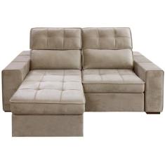 Sofá Retrátil Reclinável 3 Lugares Veludo Joly Barsa Gralha Azul, Bege