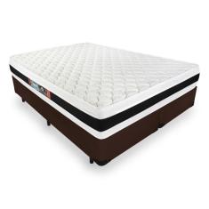 Cama Box Queen + Colchão De Espuma D45 - Castor - Black White Double Face - 158x198x62cm