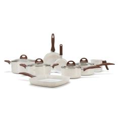 Jogo de Panelas Brinox Ceramic Life Smart Plus 8 Peças Vanilla