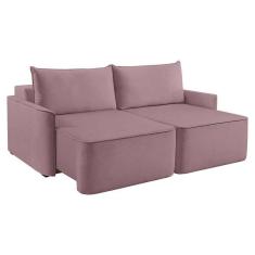 sofá 2 lugares retrátil moon linho rosa 160 cm