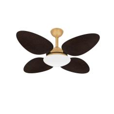 Ventilador Teto Trevo 4 Pás Palha Dourado Quarto Ventax 110V