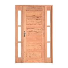 Kit Porta de Madeira 2 Vitrôs Direita 213cmx146cmx12cm PE28 Esel Marroml