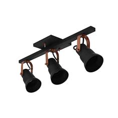 Spot Trilho/3 Emalustres Preto/Cobre