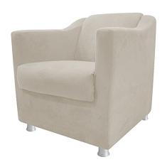 Poltrona Cadeira Decorativa Tila Suede Bege para Salão de Beleza Consultório Sala de Estar Recepção Quarto - AM Decor