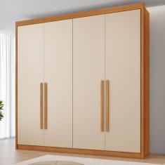 Guarda Roupa Casal 4 Portas 4 Gavetas Bergamo Cinamomo/off White