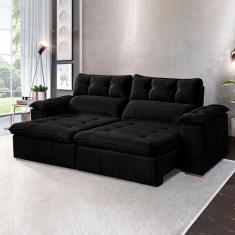 Sofá Retrátil E Reclinável 2 Lugares 200cm Vancouver Preto
