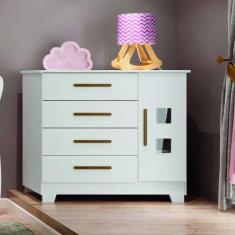 Cômoda 1 Porta 4 Gavetas Fly Tigus Baby, Branco