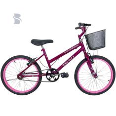 Bicicleta Infantil Passeio Aro 20 Cesta Feminina Rosa Verniz