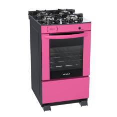 Fogao 4 Bocas Venax Delplus Vitreo Bl Pink Gas Glp