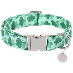 UP URARA PUP Coleira de cachorro do Dia de São Patrício, coleira de trevo de algodão do dia de São Patrício para filhote, menina, menino, cachorro ou gato, coleira de cachorro trevo da sorte com