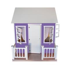 Casinha De Brinquedo Com Cercado E Cortinas Roxa/branco