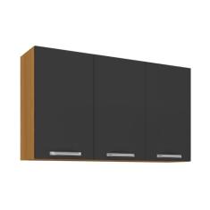 Armário Aéreo Itatiaia 3 Portas Cinamomo/grafite Vegas