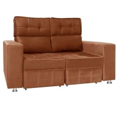 Sofá Retrátil E Reclinável 2 Lugares Londres 1.60cm Com Molas Veludo Speciale Home Terracota