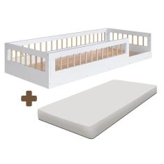 Cama Solteiro Infantil Com Grade De Proteção Colchão Branco