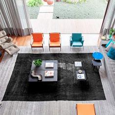 Tapete Apolo Felpudo Casa Dona Sofisticado e de Luxo 150x200cm Preto