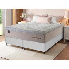 Conjunto Cama Box c/ Molas Ensacadas Roma Bege Queen 158x198x71 - King