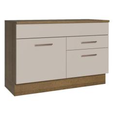 Balcão de Pia Cozinha 1 Porta e 2 Gavetas (com Tampo) Rustic/crema Agata Madesa