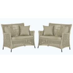 2 Sofás Área Externa Igapó Alumínio Pintura Preta Corda Náutica Estofa