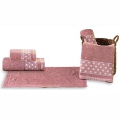 Jogo Toalhas De Banho e Rosto Romance C/ 5 Pçs Super Luxo Gigante Gros