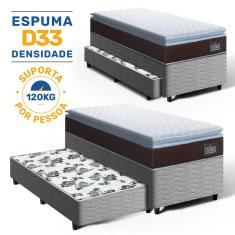 Cama Box com Colchão de Espuma D33 Pillow Top Comfort Luxo + Auxiliar de Molas Unique Solteiro 88cm