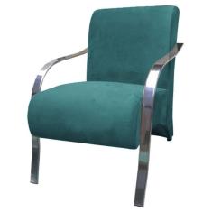 Poltrona Vênus 1 Lugar Braço Alumínio Tecido Turquesa