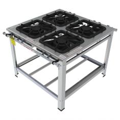 Fogão Industrial Inox Gastromaq 4 Bocas Duplas Centro Fgi404cd