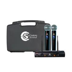 Microfone s/ fio Profissional Custom Multi frequencia Duplo 2 bastões 
