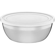 Pote Redondo Tramontina Freezinox em Aço Inox com Tampa Plástica 14 cm