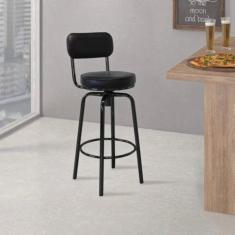 Banqueta Giratória Alta com Encosto em Aço e material sintético Capadó